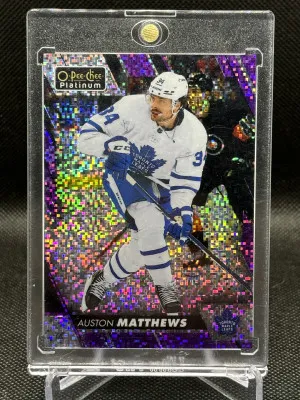 Auston Matthews OPC Platinum Preview Violet Pixels front