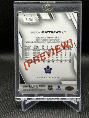 Auston Matthews OPC Platinum Preview Violet Pixels back
