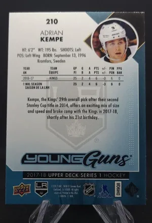 Adrian Kempe 2017-18 Upper Deck Young Guns #210 back