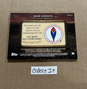 Bob Gibson 2009 Topps Historical Commemorative Patch Card # LPR-36 back