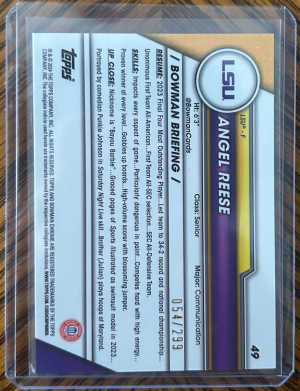 2023-24 Bowman U University Chrome 1st Angel Reese Green Refractor #35/99 back