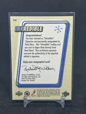 Pavel Bure 1999-2000 Upper Deck Retro Inkredible On Card Auto #PaB Panthers back
