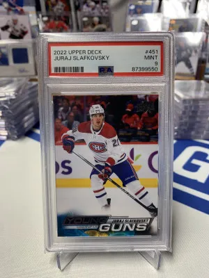 2022 Upper Deck Juraj Slafkovsky Young Gun PSA 9 front