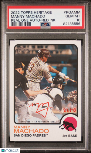 2022 Topps Heritage Real One Autographs Manny Machado #ROAMM PSA 10 front