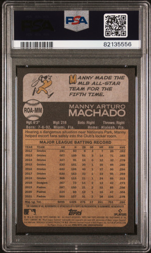 2022 Topps Heritage Real One Autographs Manny Machado #ROAMM PSA 10 back
