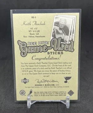 Keith Tkachuk 2003-04 Upper Deck Beehive Sticks Beige Border Relic #BE-3 Blues back