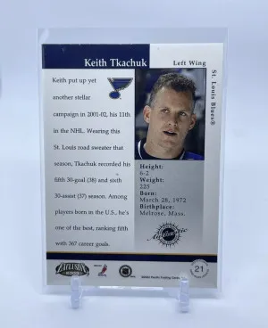 Keith Tkachuk 2002-03 Pacific Exclusive Jersey Patch No.21 Blues back