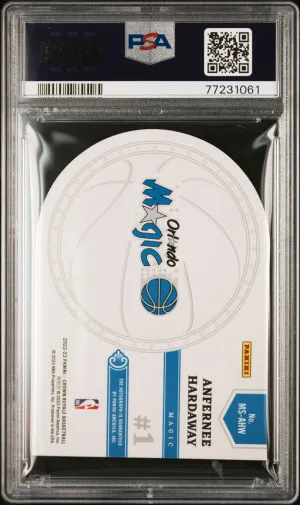 2022 Panini Crown Royale Majestic Signatures Anfernee Hardaway #MSAHW On Card PSA 9 Orlando Magic back
