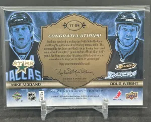 2008-09 Artifacts Tundra Tandems Bronze Mike Modano / Doug Weight JERSEY /75 back