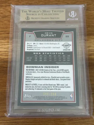 2008-09 Bowman Chrome Kevin Durant X-Fractor /299 #69 back