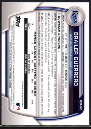 2023 Bowman Chrome 1st Brailer Guerrero Mojo ref. Rays (2868) back