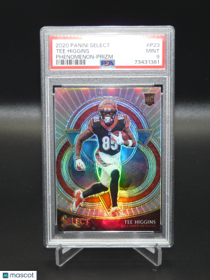Tee Higgins RC #P23 Phenomenon Silver Prizm 2020 Select Football Graded PSA 9 front