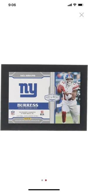 2020 Panini Plates & Patches Marquee Marks 28 /99 Plaxico Burress #MM-PB Auto. back
