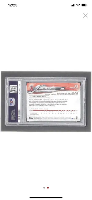 Shohei Ohtani 2018 Topps Base Set Photo Variations #700D RC (PSA 9) back