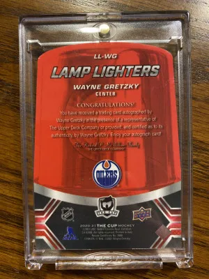 2020-21 UD The Cup Wayne Gretzky Lamp Lighters Gold Ink Auto Oilers back