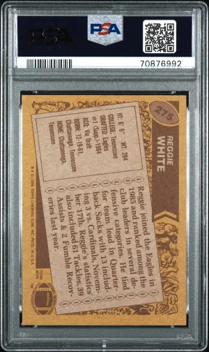 1986 Topps Reggie White #275 PSA 4 back