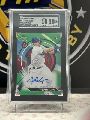 Josh Jung Topps Finest Green /99 SGC 10/10 front
