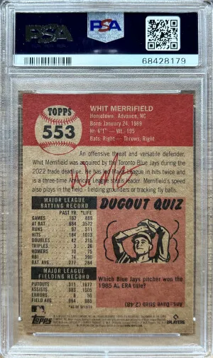 2022 Topps Living Whit Merrifield #553 PSA 8 back