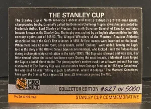 1990-91 Pro Set - Stanley Cup Hologram - Hockey Holy Grail - 627/5000 back