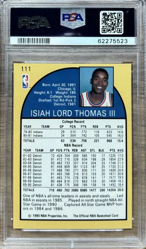 1990 Hoops Isiah Thomas #111 PSA 8 back