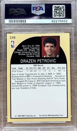 1990 Hoops Drazen Petrovic #248 PSA 9 back