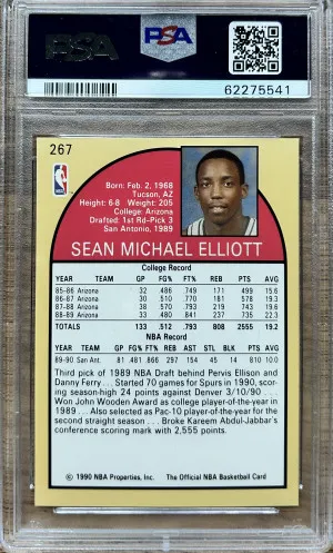 1990 Hoops Sean Elliott #267 PSA 7 back