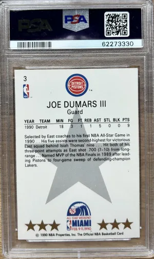 1990 Hoops Joe Dumars #3 PSA 7 back