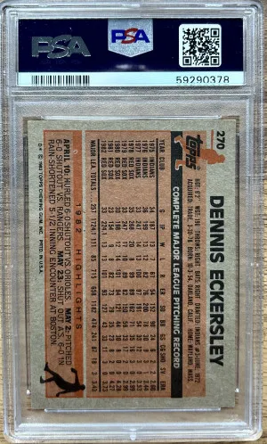 1983 Topps Dennis Eckersley #270 PSA 6 back