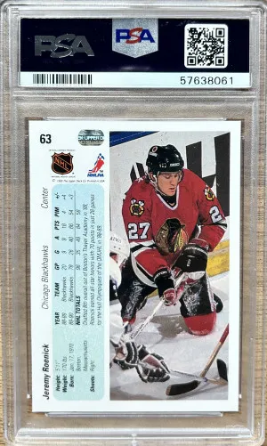 1990 Upper Deck Jeremy Roenick #63 PSA 8 back