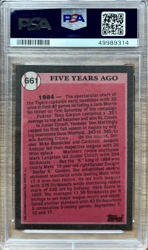 1989 Topps Dwight Gooden #661 PSA 8 back