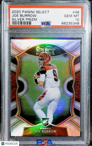 Joe Burrow 2020 Panini Select Concourse Silver Prizm Rookie RC #46 PSA 10 GEM MT front