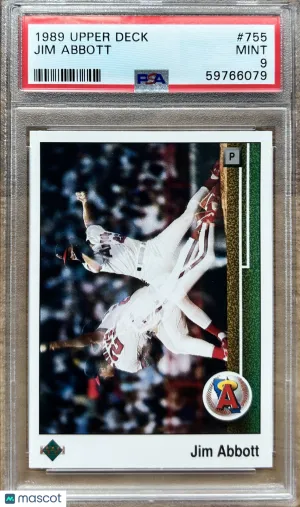 1989 Upper Deck Jim Abbott #755 PSA 9 front