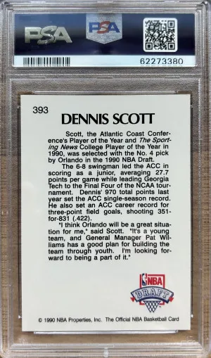 1990 Hoops Dennis Scott #393 PSA 8 back