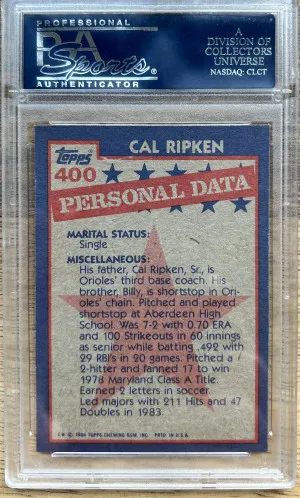 1984 Topps Cal Ripken JR. #400 PSA 8 back