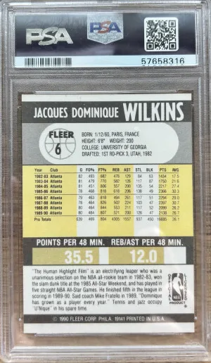 1990 Fleer Dominique Wilkins #6 PSA 9 back