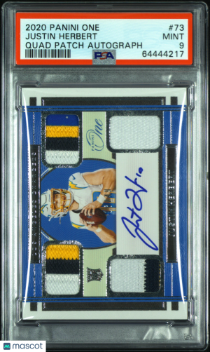 2020 Panini One Justin Herbert #73 /49 PSA 9 Los Angeles Chargers front