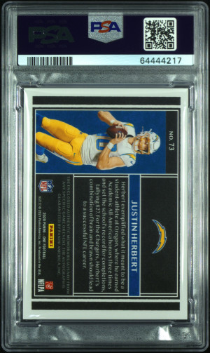 2020 Panini One Justin Herbert #73 /49 PSA 9 Los Angeles Chargers back
