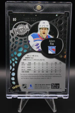 2022-23 Metal Universe Hockey Adam Fox Red Precious Metal Gem PMG 81/100 back