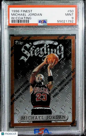 Michael Jordan 1996-97 Topps Finest #50 With Coating PSA 9 HOF front