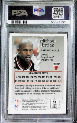 Michael Jordan 1996-97 Topps Finest #50 With Coating PSA 9 HOF back