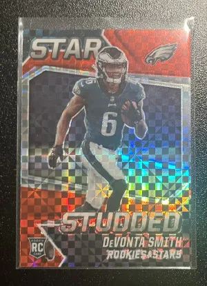2021 Panini Rookies & Stars Devonta Smith Star Studded Red Checker front
