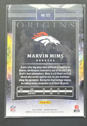 2023 Panini Origins Marvin Mims /75 Rookie back