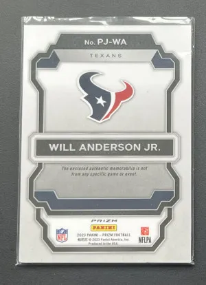 2023 Panini Prizm Will Anderson Jr Rookie Gear Green Prizm back