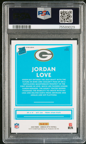 2020 Panini Donruss Optic Jordan Love #154 Rookie PSA 10 back