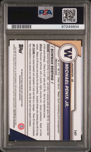 2023 Bowman U Chrome Autograph Michael Penix JR. #141 PSA 10 back