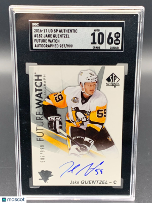 2016-17 UD SP Authentic #182 Jake Guentzel Future Watch Auto 987/999 SGC 6 front
