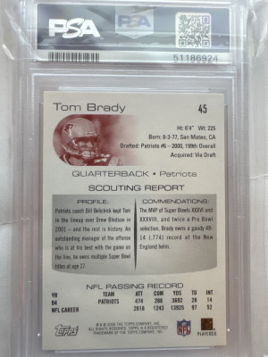 2005 Tom Brady Rookie Draft Picks Topps back