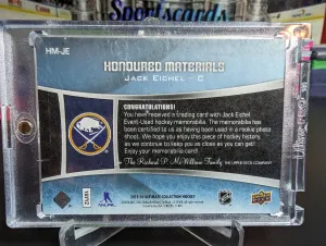 2015-16 Ultimate Collection Honoured Materials Jack Eichel /10 back