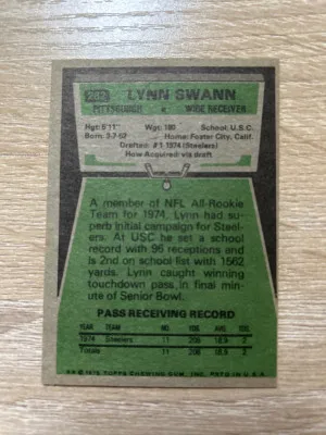 1975 Topps #282 Lynn Swann Rookie Card back