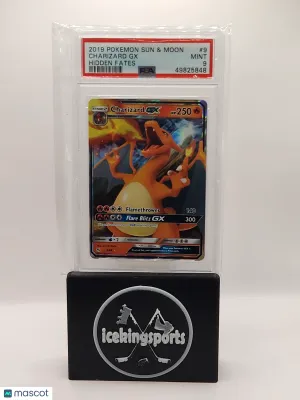 2019 Pokémon TCG Hidden Fates Charizard GX #9 English PSA 9 front
